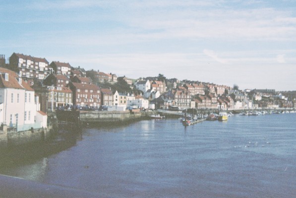 Whitby on sea on a sunny day, shot on a film camera