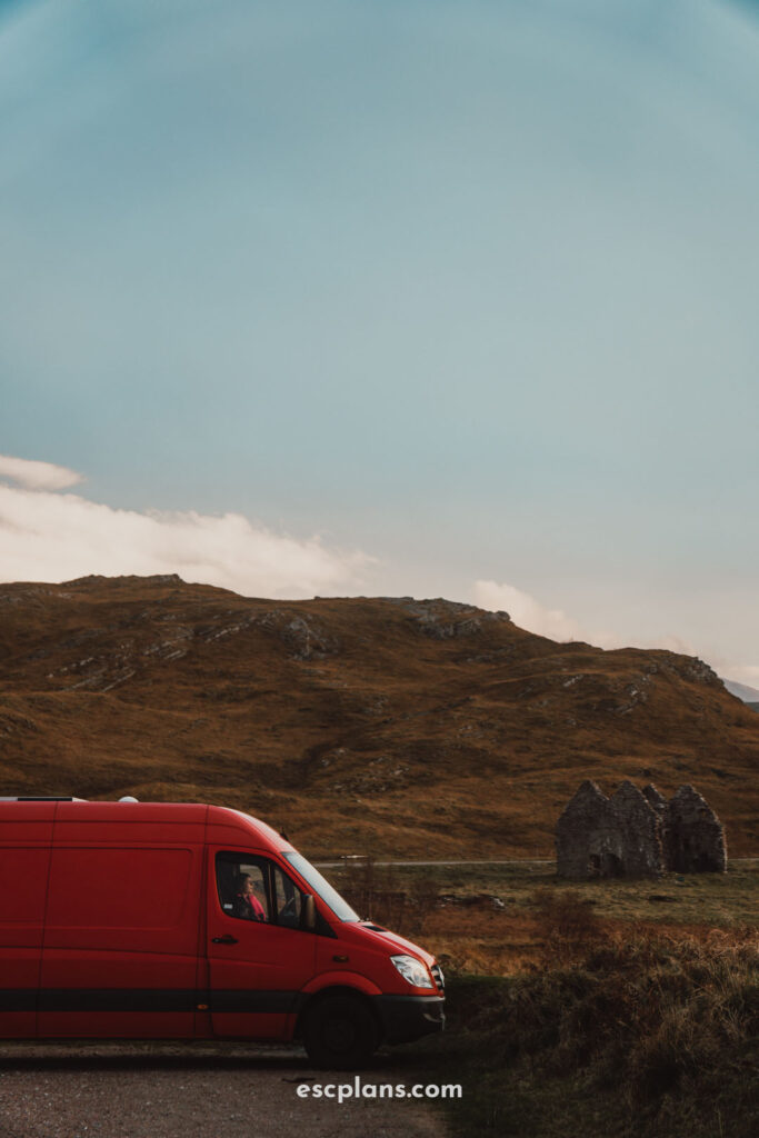 showing where can you park, a spot in Scotland new to church ruins 