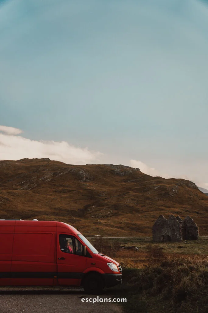 showing where can you park, a spot in Scotland new to church ruins 